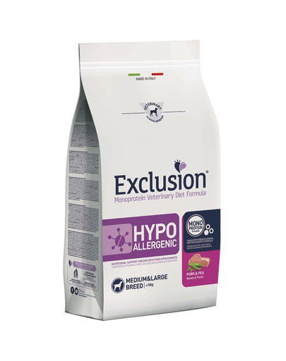 EXCLUSION Hypoallergenic Medium Large Breeds Hrana cu porc pentru caini rase medii si mari 12 kg