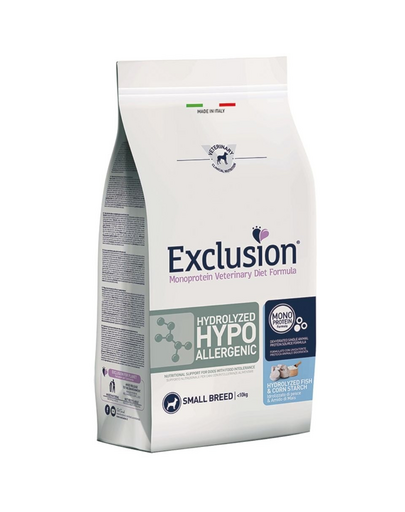 EXCLUSION Hydrolyzed Hypoallergenic Small breeds hrana pentru caini talie mica, cu peste 2 kg