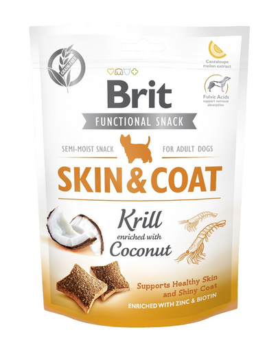 BRIT Care Dog Functional Snack Skin&amp;Coat Krill 150g gustare caini cu krill pentru blana