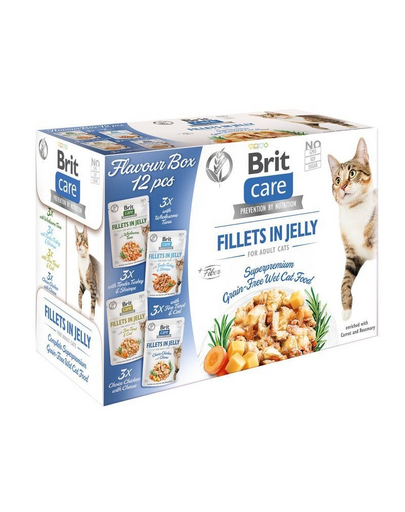 BRIT Care Cat Flavour Box in Jelly hrana umeda mix pentru pisici, 12 x 85g