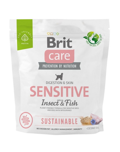 BRIT Care Sustainable Sensitive Insect & Fish hrana cu peste si insecte pentru caini adulti 1 kg