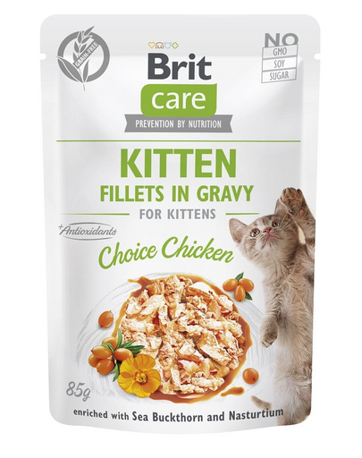 BRIT CARE Fillets in Jelly Pouch Kitten Choice Chicken 24x85g Plicuri hrana pisoi, cu pui