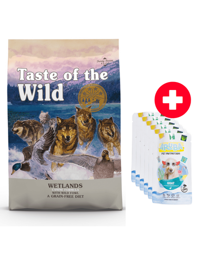 TASTE OF THE WILD Wetlands hrana uscata pentru caini adulti, cu rata 5,6 kg + 6 plicuri ARUBA CADOU