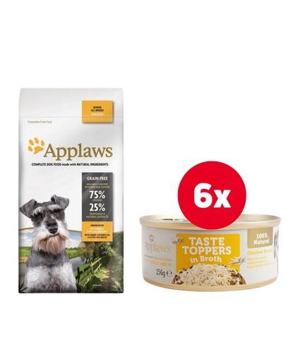 APPLAWS Senior All Breeds Chicken 2 kg + 6 x 156 g GRATIS pui in sos