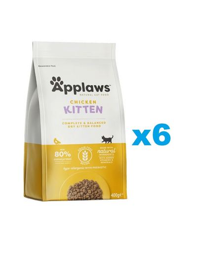 APPLAWS Cat Kitten Chicken 2,4 kg (6x400g) Pachet hrana uscata pisoi, cu pui