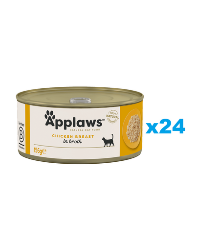 APPLAWS Cat Adult Chicken Breast in Broth pachet conserve 24x156g piept pui in supa