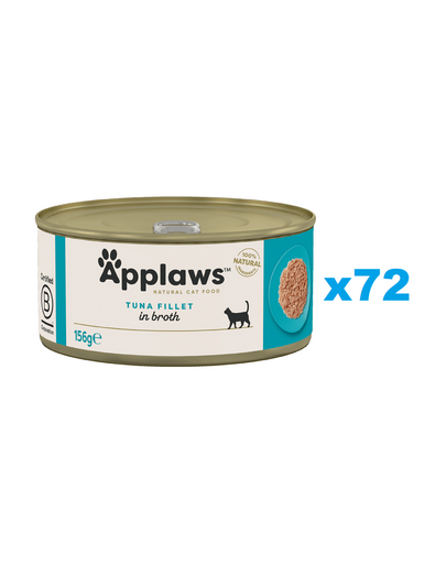 APPLAWS Cat Adult Tuna Fillet in Broth ton file in supa 72x156 g pentru pisica