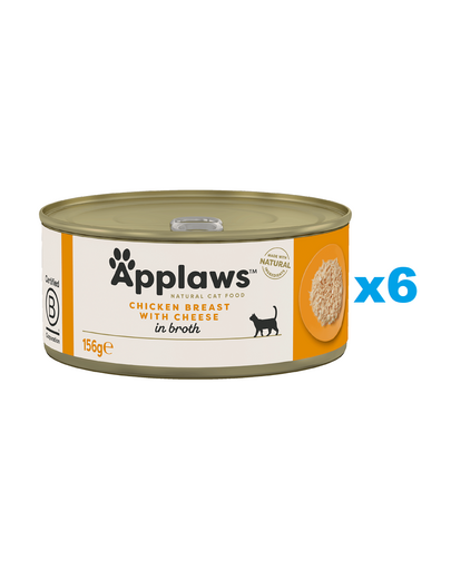 APPLAWS Cat Adult Chicken Breast with Cheese in Broth 6x156 g set conserve pentru pisici, piept pui cu branza