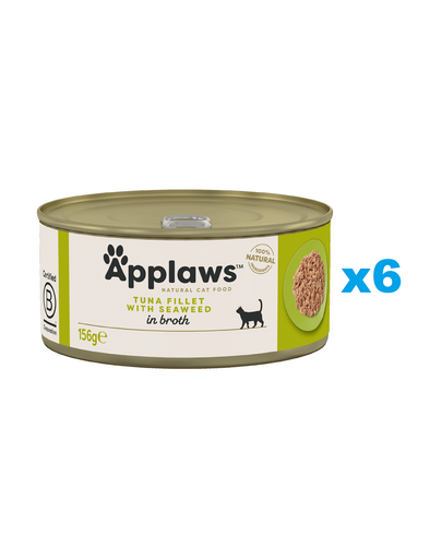 APPLAWS Cat Adult Tuna with Seaweed in Broth 6x156 g ton si alge, pentru pisici