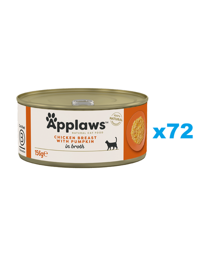 APPLAWS Cat Adult Chicken Breast with Pumpkin in Broth piept de pui si dovleac in supa 72x156 g