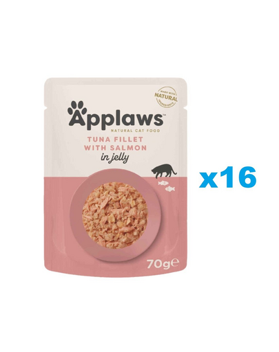 APPLAWS Cat Adult Pouch Tuna Fillet with Salmon in Jelly plicuri pentru pisici, file de ton cu somon in aspic 16x70 g