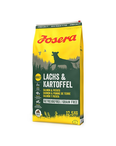 JOSERA Lachs&Kartoffel 12,5kg hrana cu somon si cartofi pentru caini + 1 x Denties & Meat Lovers GRATIS