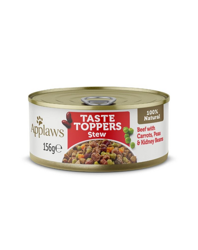 APPLAWS Taste Toppers tocana vita, morcov, mazare 72 x 156 g + 72 x 156 g GRATIS pui in sos