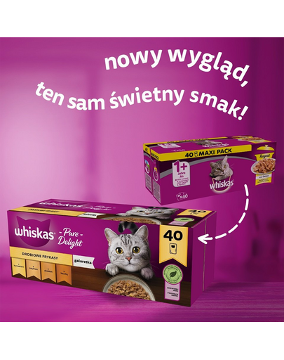 WHISKAS Adult Hrana umeda pisici 40x85g cu pui, rata, pasare si curcan in aspic