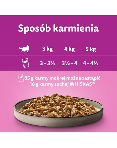 WHISKAS Adult Hrana umeda pisici 40x85g cu pui, rata, pasare si curcan in aspic