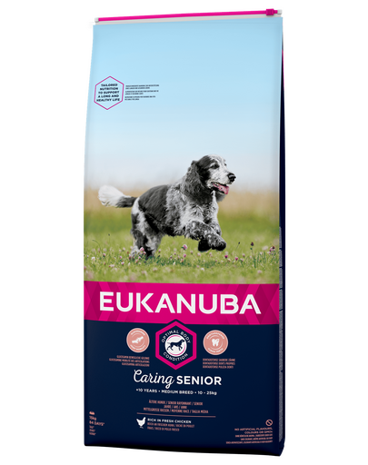 EUKANUBA Caring Senior Medium Breed hrana uscata caini seniori talie medie, bogat in pui 15kg