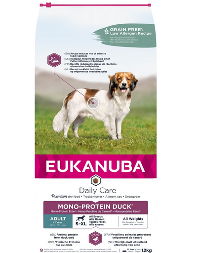 EUKANUBA Daily Care S-XL Adult 12 kg Sac hrana monoproteica pentru caini adulti, cu rata