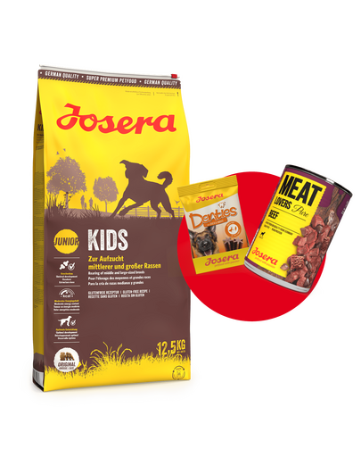 JOSERA Kids 12,5kg hrana catei in crestere + 1 x Denties & Meat Lovers GRATIS