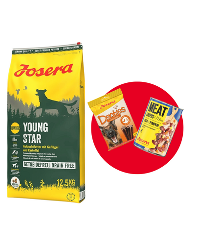 JOSERA YoungStar 12,5kg hrana catelusi si caini tineri + 1 x Denties & Meat Lovers GRATIS