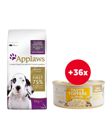 APPLAWS Large Breed Puppy Chicken 15kg + 36x156 g GRATIS pui in sos