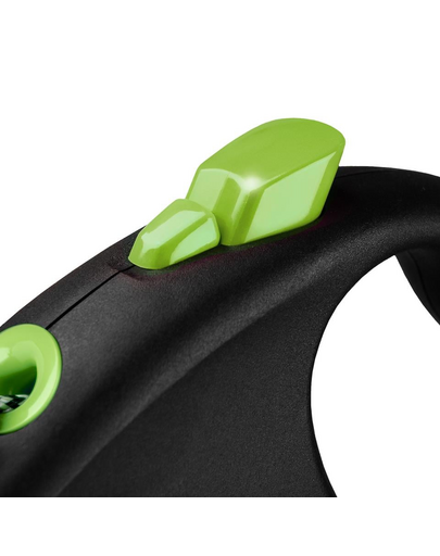 FLEXI Black Design lesa automata cu sir pentru caini, negru cu verde, marimea S, 5 m