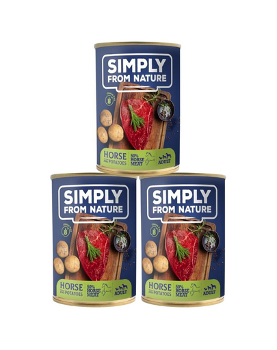 SIMPLY FROM NATURE Hrana umeda pentru caini, carne de cal si cartofi 3 x 400 g