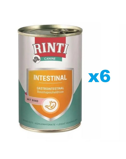 RINTI Canine Intestinal beef 6 x 400 g cu vita, hrana caine