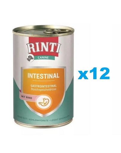 RINTI Canine Intestinal beef 12x400 g cu vita, pentru caini