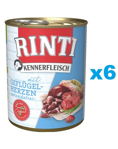 RINTI Kennerfleisch Poultry hearts 6x400 g hrana umeda caini, inimi de pasare