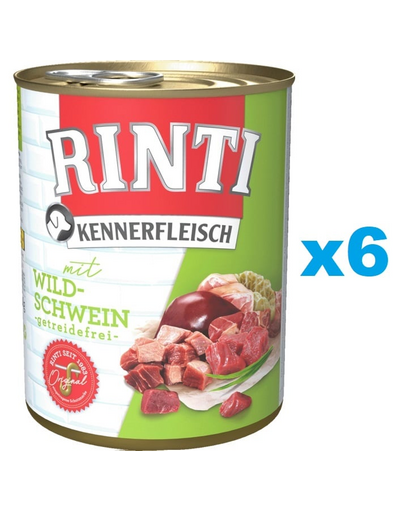 RINTI Kennerfleisch Wild boar cu mistret, hrana caini 6x400 g