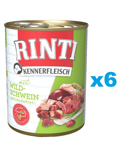 RINTI Kennerfleisch Wild boar carne de mistret 6x800 g hrana caine