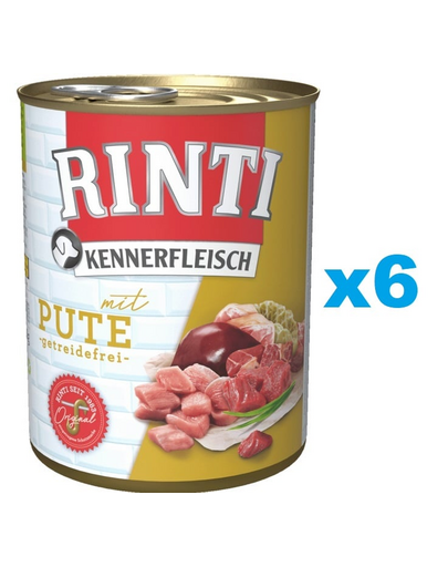 RINTI Kennerfleisch Turkey curcan 6x800 g hrana caini