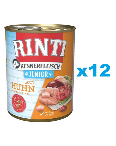 RINTI Kennerfleish Junior Chicken 12x800 g hrana umeda cu pui, caine junior