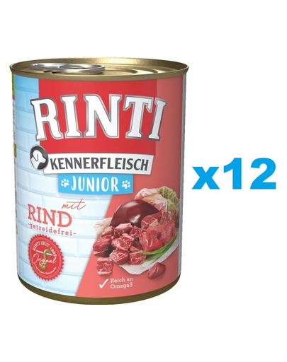 RINTI Kennerfleish Junior Beef 12x800 g cu vita, hrana caini juniori