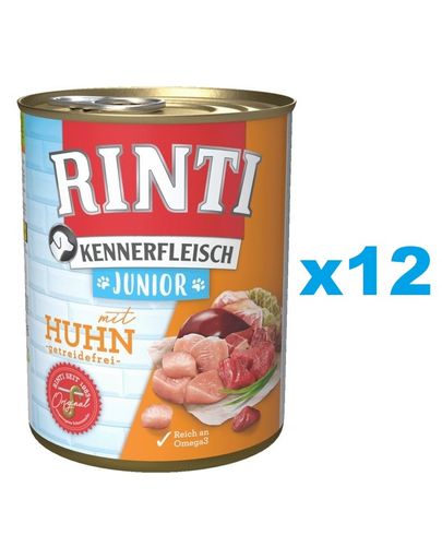 RINTI Kennerfleish Junior Chicken 12x400 g conserve cu pui, pentru catelusi