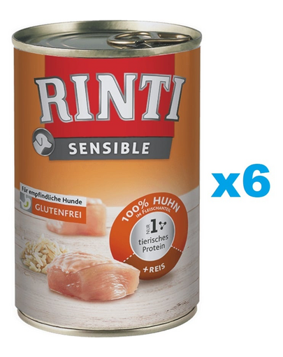 RINTI Sensible pui si orez 6x400 g hrana caini cu sensibilitati