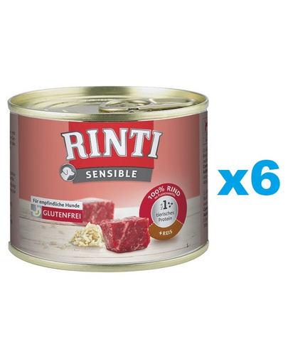 RINTI Sensible vita si orez 6x185 g caini cu alergii alimentare