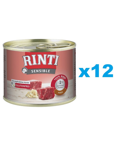 RINTI Sensible 12x185 g hrana umeda caini adulti cu alergii alimentare, vita si orez