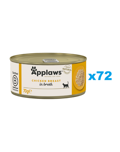 APPLAWS Cat Adult Chicken Breast in Broth 72x70 g conserva hrana pentru pisica, piept de pui in supa