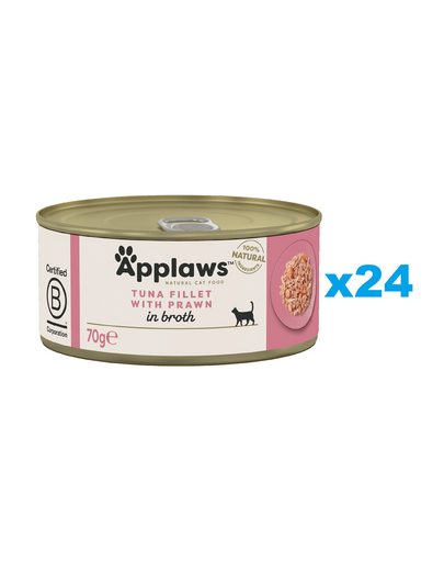 APPLAWS Cat Adult Tuna with Prawn in Broth hrana pisica adulta 24x70g ton si crevete in sos