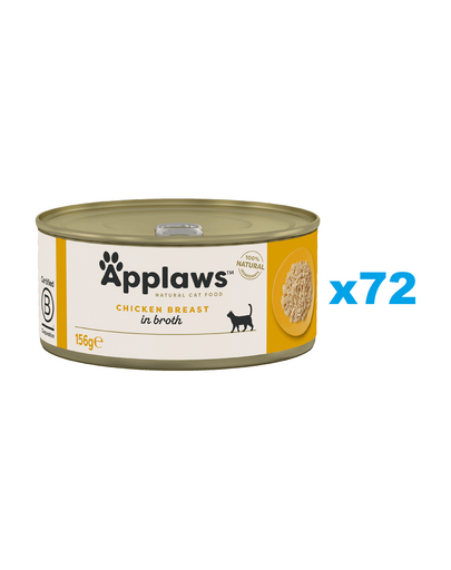 APPLAWS Cat Adult Chicken Breast in Broth 72x156g piept pui in supa, hrana pisici