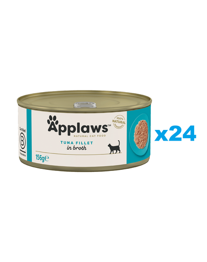 APPLAWS Cat Adult Tuna Fillet in Broth mancare pisici 24x156 g file ton in supa