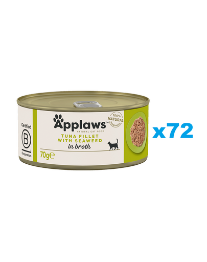 APPLAWS Cat Adult Tuna with Seaweed in Broth ton cu alge 72x70 g pentru pisica