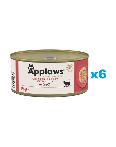 APPLAWS Cat Adult Chicken Breast with Duck in Broth Hrana pisica adulta, cu pui si rata in sos 6x156g