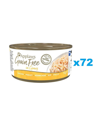 APPLAWS Cat Adult Grain Free in Gravy Chicken Hrana umeda pentru pisica, cu pui in sos 72x70 g