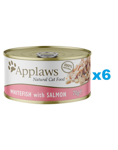 APPLAWS Cat Adult Whitefish with Salmon in Broth Hrana pisici adulte, cu peste alb si somon in sos 6x70g