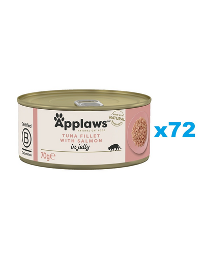 APPLAWS Cat Adult Tuna Fillet with Salmon in Jelly hrana umeda pisici senioare, cu ton si somon in aspic 72x70g