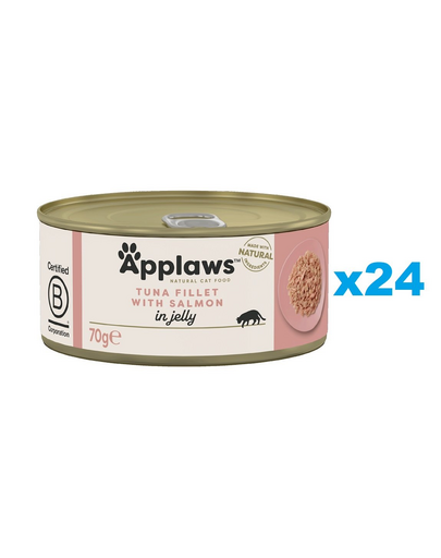 APPLAWS Cat Adult Tuna Fillet with Salmon in Jelly Mancare pentru pisici senioare, cu ton si somon in aspic 24x70g