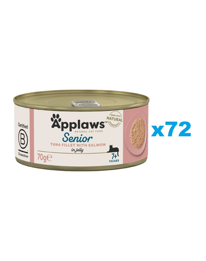 APPLAWS Cat Senior Tuna with Salmon in Jelly mancare umeda pisici senioare, cu ton si somon 72x70g