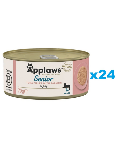 APPLAWS Cat Senior Tuna with Salmon in Jelly Set conserve pisica senior, cu ton si somon 24x70g